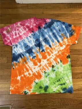 Hanes Y2K Vintage Unisex Rainbow Spiral Tie Dye Short Sleeve T-Shirt Size XL